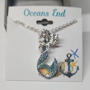 Silver and Blue Mermaid Pendant Necklace